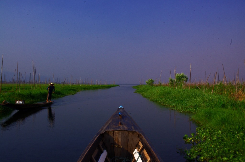 Inle-See: Die schwimmenden Gärten mitten auf dem See. Hier werden alle erdenklichen Gemüsesorten angebaut.